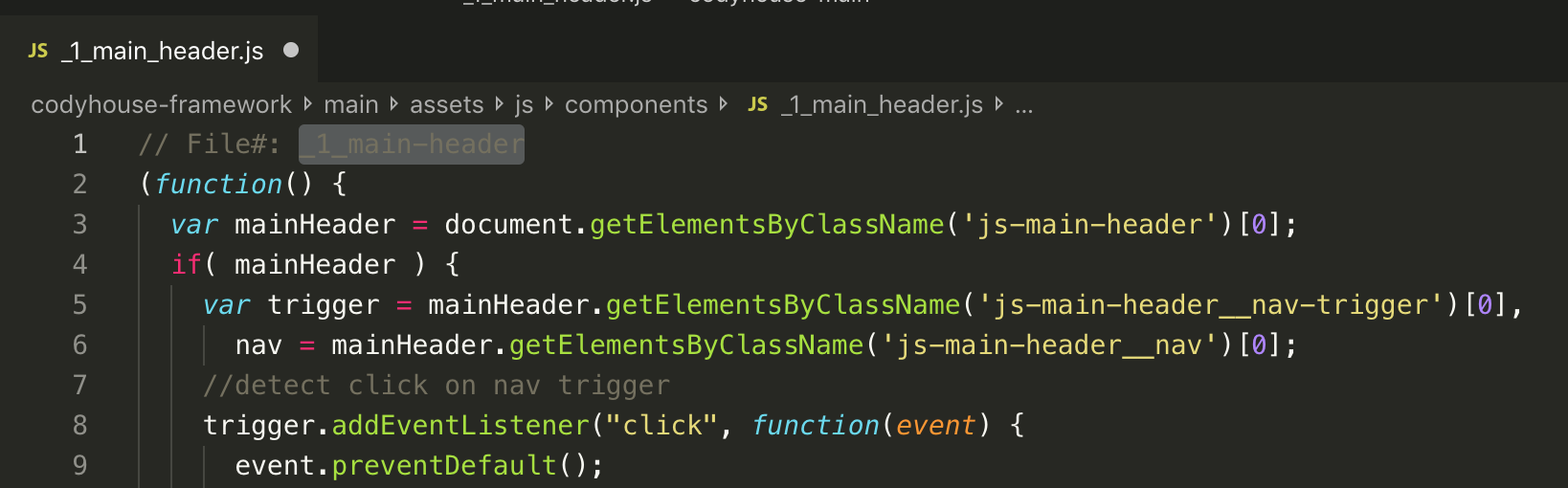 Import components js code 