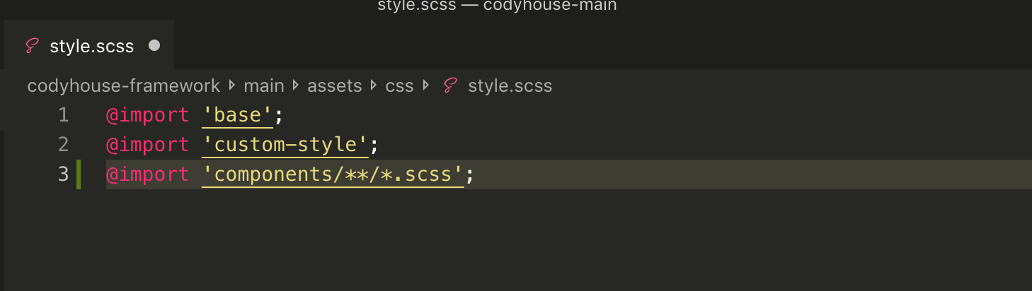 Import components scss code