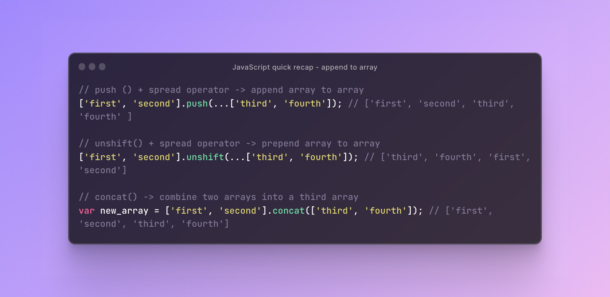 JavaScript quick tip - append to array with examples | CodyHouse